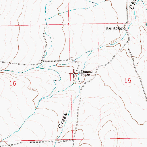 Topographic Map of Duncan Place, ID