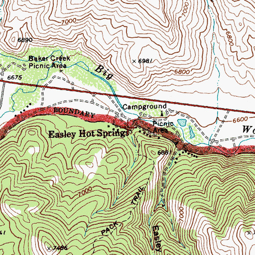 Topographic Map of Easley Hot Springs, ID