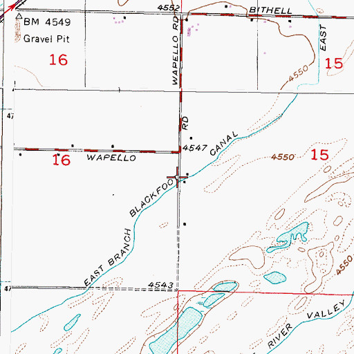 Topographic Map of East Branch Blackfoot Canal, ID