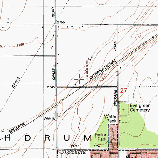 Topographic Map of East Greenacres East Ditch, ID