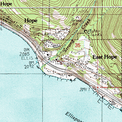 Topographic Map of East Hope, ID