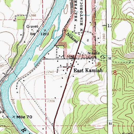 Topographic Map of East Kamiah, ID
