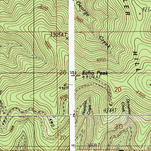 Topographic Map of Echo Peak, ID