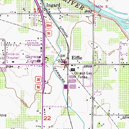 Topographic Map of Eiffie, ID