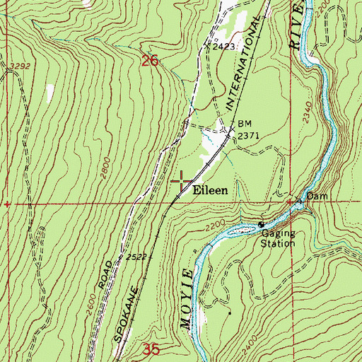 Topographic Map of Eileen, ID