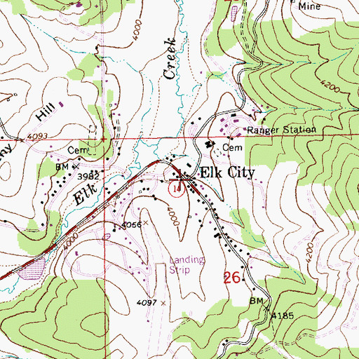 Topographic Map of Elk City, ID