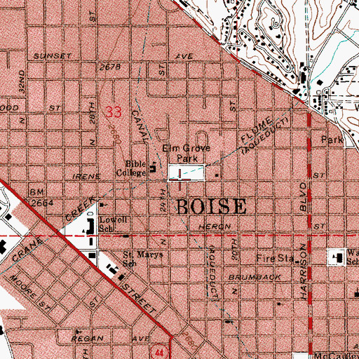 Topographic Map of Elm Grove Park, ID
