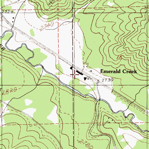 Topographic Map of Emerald Creek, ID
