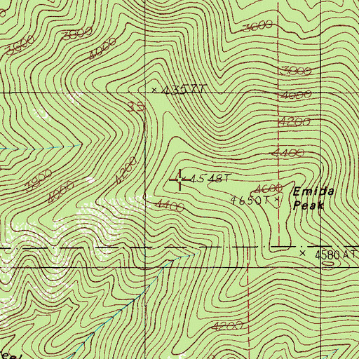 Topographic Map of Emida Peak, ID