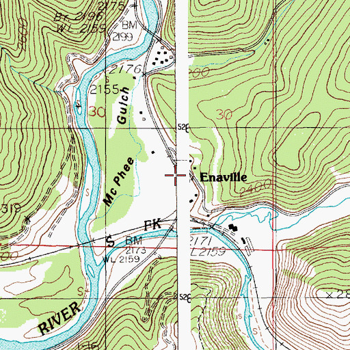 Topographic Map of Enaville, ID