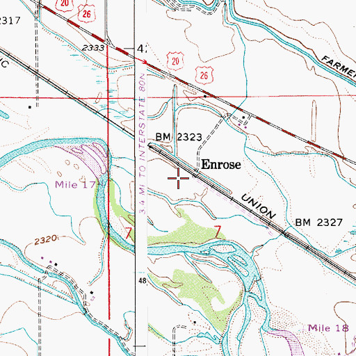 Topographic Map of Enrose, ID