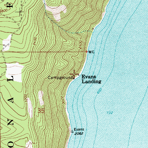 Topographic Map of Evans Landing, ID