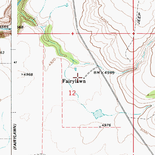 Topographic Map of Fairylawn, ID
