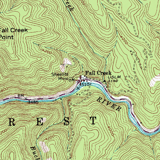 Topographic Map of Fall Creek, ID