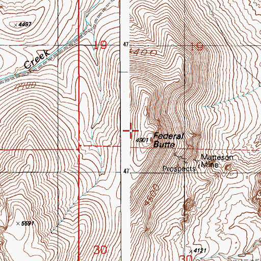 Topographic Map of Federal Butte, ID