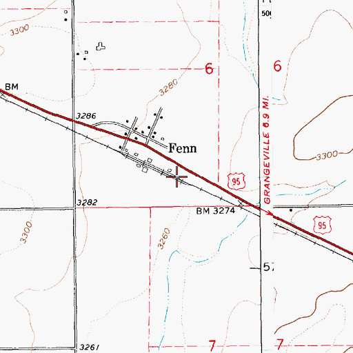 Topographic Map of Fenn, ID