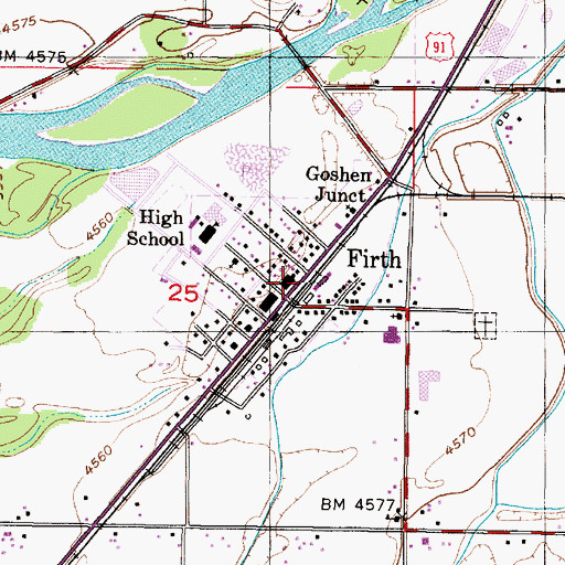 Topographic Map of Firth, ID