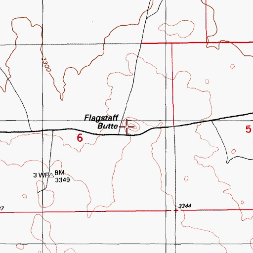 Topographic Map of Flagstaff Butte, ID