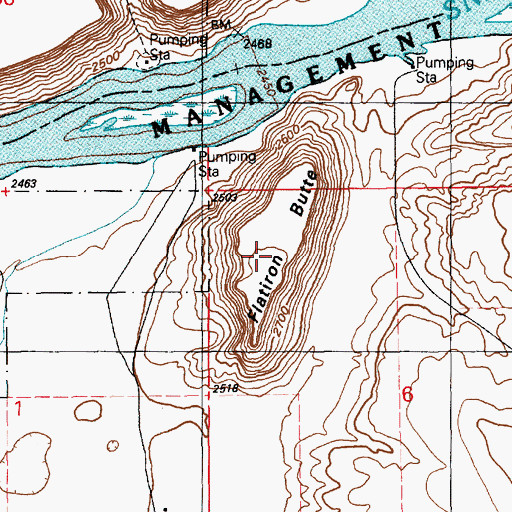 Topographic Map of Flatiron Butte, ID