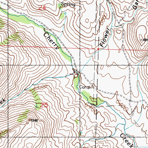Topographic Map of Flower Garden, ID