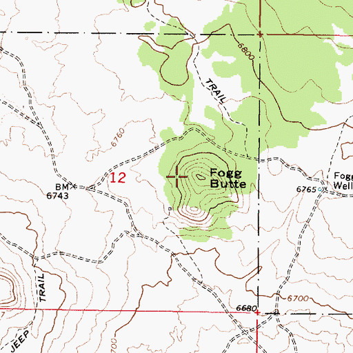 Topographic Map of Fogg Butte, ID