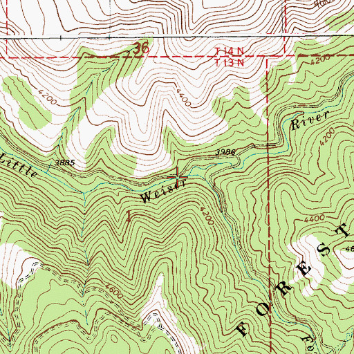 Topographic Map of Four Bit Creek, ID