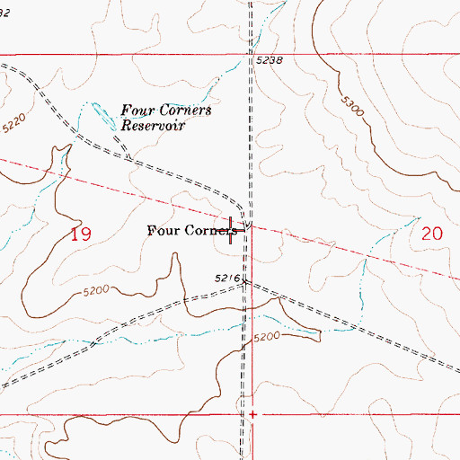 Topographic Map of Four Corners, ID