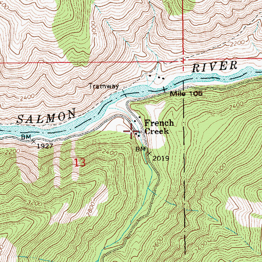 Topographic Map of French Creek, ID