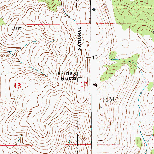 Topographic Map of Friday Butte, ID