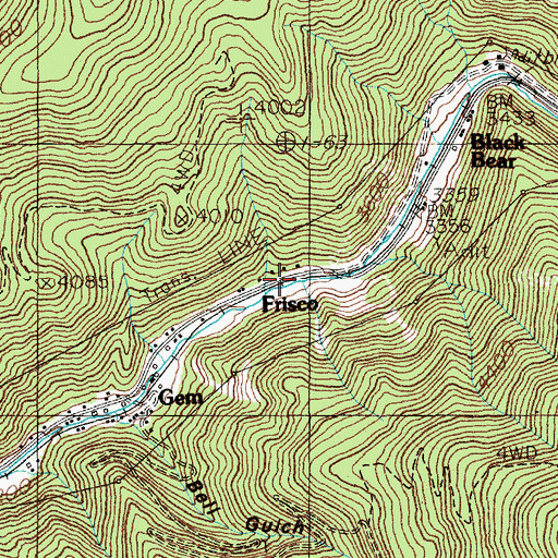 Topographic Map of Frisco, ID