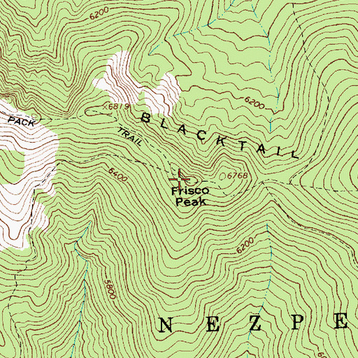 Topographic Map of Frisco Peak, ID