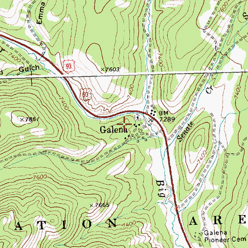 Topographic Map of Galena, ID