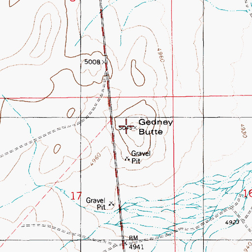 Topographic Map of Gedney Butte, ID