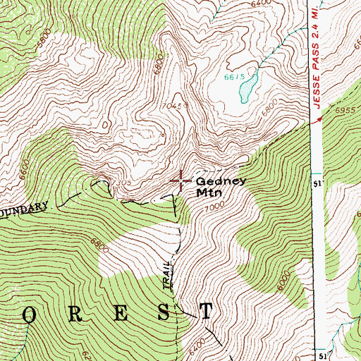 Topographic Map of Gedney Mountain, ID