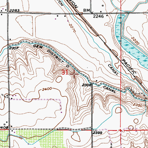 Topographic Map of Gem District D Canal, ID