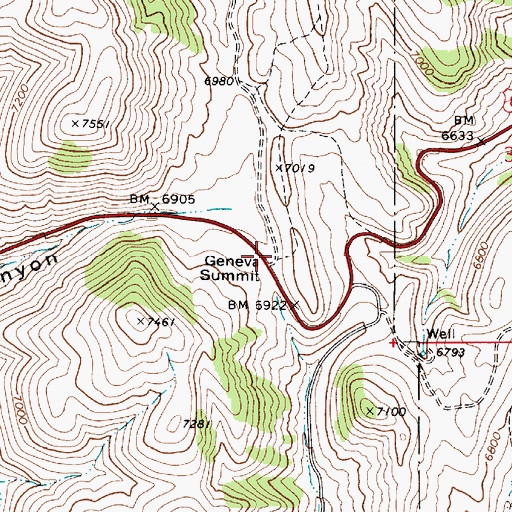Topographic Map of Geneva Summit, ID