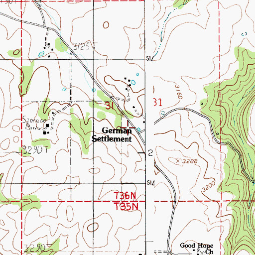 Topographic Map of German Settlement, ID