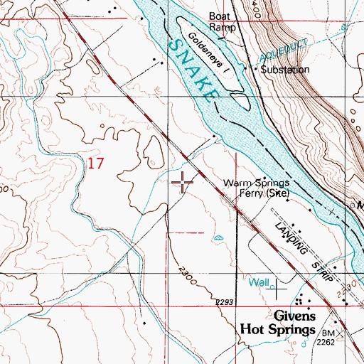 Topographic Map of Givens Hot Springs, ID