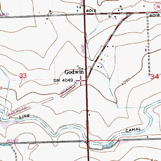 Topographic Map of Godwin, ID