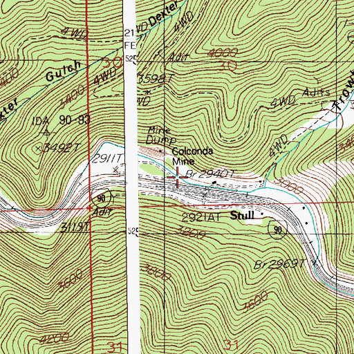 Topographic Map of Golconda, ID
