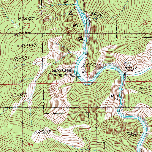 Topographic Map of Gold Creek, ID