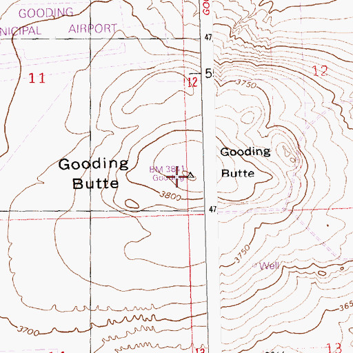 Topographic Map of Gooding Butte, ID