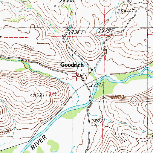 Topographic Map of Goodrich, ID