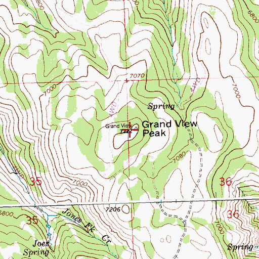 Topographic Map of Grand View Peak, ID