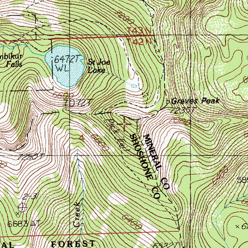 Topographic Map of Graves Peak, ID