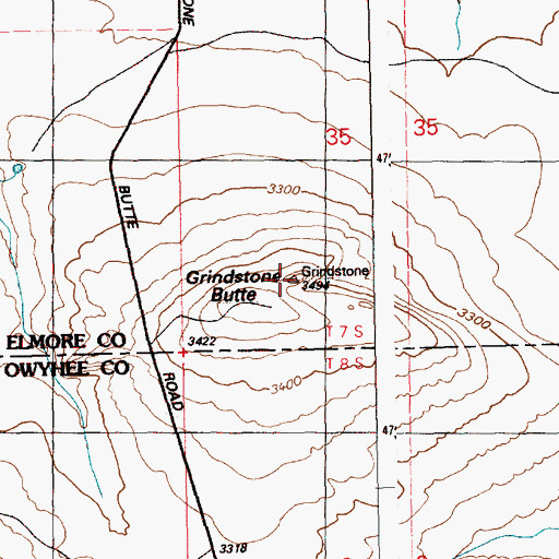 Topographic Map of Grindstone Butte, ID