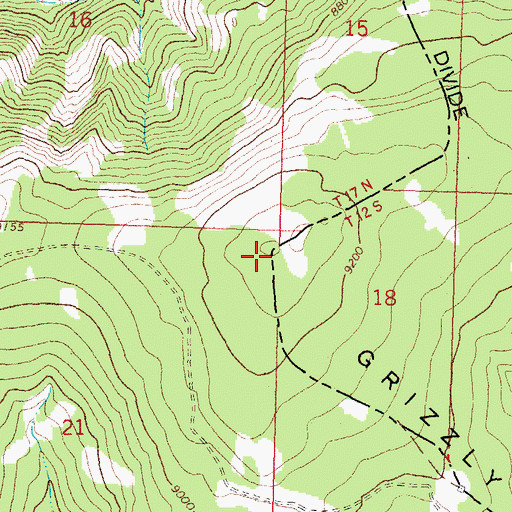 Topographic Map of Grizzly Hill, ID