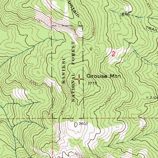 Topographic Map of Grouse Mountain, ID