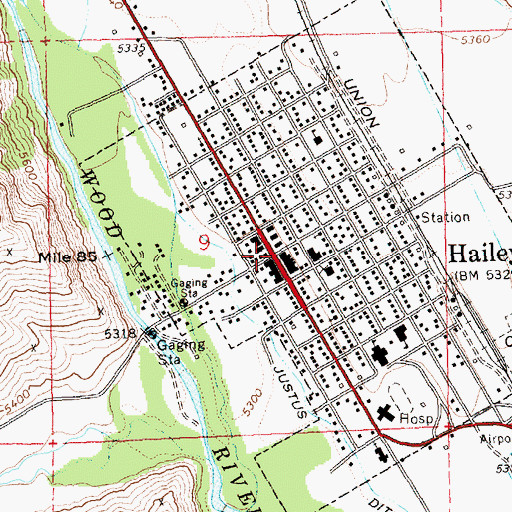 Topographic Map of Hailey, ID