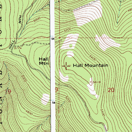 Topographic Map of Hall Mountain, ID